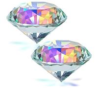 Agwuoetr 2PCS 50 mm/ 2 Inch AB Color Faceted Rainbow Paperweight Crystal for Home Office Decor and Wedding Favors