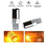 Agwuoetr 2Pcs Chrome 7440 T20 144SMD Amber Canbus Error Free LED Lamp Bulb Turn Signal Light