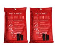 Agwuoetr 2PCS Emergency Fire Blanket, Fire Blanket, Fire Suppression Blanket for Kitchen, Grill, Fireplace (39.4Inch X 39.4Inch) Easy to Use High Guality