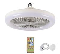 Agwuoetr 30W Ceiling Fan with Lighting Lamp E27 Converter Base with Remote Control for Bedroom Living Home White+Silver