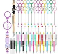 Agwuoetr 36 Beaded Pen Beaded Keychain Strips 12 Beadable Keychain Strips 24 Blank Beaded Pens Craft Pen Making Kit Gift B High Guality