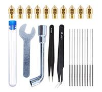 Agwuoetr 3D Printer Nozzles Kit Replacement Nozzles with 10Pcs MK8 0.4mm 3D Printer Brass Nozzles Extruder for 3D Printer Accessories
