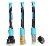 Agwuoetr 3Pcs Auto Detail Brush Kit Detailing Brush Set for Cleaning Interior Upholstery, Air Vents, Wheels, Leather