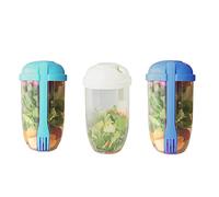 Agwuoetr 3Pcs Salad Meal Shaker Cup 33.8 Oz Salad Cup with Fork and Salad Dressing Holder