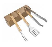 Agwuoetr 3PCS Wooden Handle Shovel Fork Grill Household Barbecue Clip Outdoor Barbecue Tools