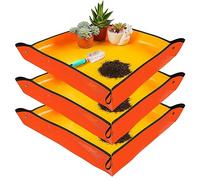 Agwuoetr 3Piece Repotting Mats 26.8 X 26.8Inch Orange&Yellow for Indoor Plant Transplant Control Mess Best Gardening Gift for Plant Lovers