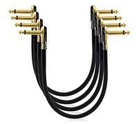 Agwuoetr 4 Pack Black Guitar Patch Cables Right Angle Golden Pancake Connector for Effects Pedal Board
