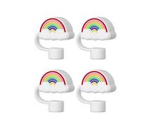 Agwuoetr 4 Piece Silicone Straws Cover Reusable Drinking Straw Lids For 40 Oz Straw,For 0.4 Inch Straws Rainbow Multicolor