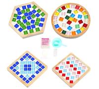 Agwuoetr 4 Sets DIY Glass Mosaic Coaster Tiles for Crafts Mixed Color Mosaic Kits with Wooden Coaster for Adults Mosaic Crafts