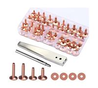Agwuoetr 42Pcs Copper Rivets and Burrs Set,Leather Rivets Fastener Install Setting Tool with Hole Punch Cutter for Belts Wallets