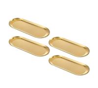 Agwuoetr 4PCS Stainless Steel Bathroom Vanity Tray Kitchen Sink Tray for Dresser Counter, for Soap Dispensers