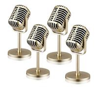 Agwuoetr 4Pcs Vintage Microphone Antique Microphone Toy Microphone Stage Table Decor Gold