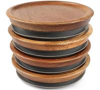 Agwuoetr 4PCS Wooden Jar Tops Canning Lids with Airtight Silicone Seal for Regular Mouth Jar