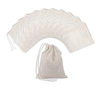 Agwuoetr 50 Pieces Drawstring Cotton Bags Muslin Bags,Tea Brew Bags (4 x 3 Inches)