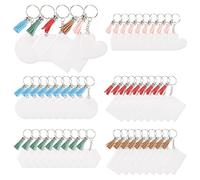 Agwuoetr 50 Sets Blank Keychains for Vinyl, Acrylic Keychain Blanks with 5 Shapes Clear Acrylic Disc Leather Tassel Charms