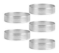 Agwuoetr 5Pcs Circular Tart Rings with Holes Stainless Steel Fruit Pie Quiches Cake Mousse Mold Kitchen Baking Mould 7cm