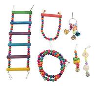 Agwuoetr 6 Pcs Bird Parrot Toys, Bird Swing Toy Colorful Chewing Hanging Hammock Swing Bell Pet Climbing Ladders Toys Bird Toys For Parrots, Parakeet, Conure, Cockatiel, Mynah, Love Birds