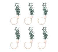 Agwuoetr 6 Pieces Eucalyptus Napkin Rings Handmade Wooden Beads Home Decor Faux Greenery Napkin Holders for Weddings,Etc