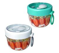 Agwuoetr 600Ml Portable Breakfast Cup Multifunction Transparent Overnight Oat Food Container with Lid and Spoon