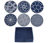 Agwuoetr 6Pcs Drink Coasters,Round Silicone Rubber Cup Pad with Storage Box,Suitable for Bar, Table Decoration, Protect Desktop