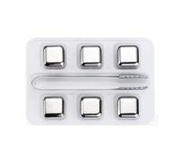 Agwuoetr 6Pcs Stainless Steel Ice-Cubes Set Reusable Chilling Stones Wine Cooling Chilling Rock Bar Tool for Whiskey Wine