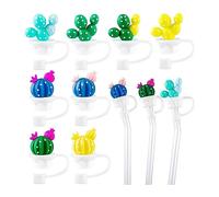 Agwuoetr 8 Pcs Reusable Pipette Cover Colored Dust-Proof Cute Plant Drinking Straw Tips Set for Cup Straw