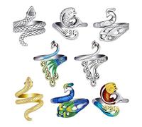 Agwuoetr 8-Piece Set of Adjustable Knitted Crochet Ring, Finger Guide Yarn Tension Ring, Crochet Ring for Finger Knitting Rings Easy Install Easy to Use