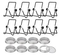 Agwuoetr 8 Sets Sprouting Jar Kit Stainless Steel Sprouting Lids Sprouting Stands Jar Screen Lids for Sprouting Growing Seeds