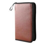 Agwuoetr 80-Discs Portable Leather Storage Bag Zippered Storage Case for CD DVD Hard Disk Album - Brown