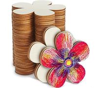 Agwuoetr 80Pcs Flower Shape Blank Wood Chips Blossom Painted Graffiti Wooden Pieces DIY Coasters Crafts Hanging Ornaments Easy to Use About 7.62X7.62cm