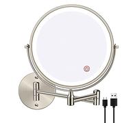 Agwuoetr 8In Chargeable Wall Mounted Vanity/Bathroom Double Side Mirror 1X/10X Enlarge LED&3Color Temp Touch Screen 360° Rotat C