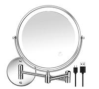 Agwuoetr 8In Chargeable Wall Mounted Vanity/Bathroom Double Side Mirror 1X/10X Enlarge LED&3Color Temp Touch Screen 360° Rotat A