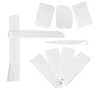 Agwuoetr 9 Piece Cake Scraper Adjustable DIY Baking Decorating Tools For Applying Icing To Cakes For Cake Cream White