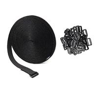 Agwuoetr Adjustable Cable Strap with 50 Buckles Free Cut Length Black Reusable Fastening Cable Tie Securing Strap(32Ftx0.8In)