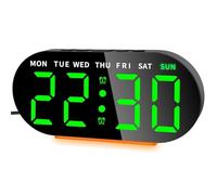 Agwuoetr Alarm Clock Digital Radio-Controlled Clock with LED Display,Digital Alarm Clock,Night Light,Snooze,Table Clock Green
