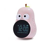 Agwuoetr Alarm Clock for Kids Cute Pear Design, Snooze, Triple Alarms, 5 Ringtones- Digital Wake Up Clock Rechargeable Reusable Pink