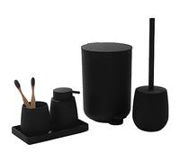 Agwuoetr Bathroom Set Small Trash Can Home Bathroom Decoration Storage Wash Set Toothbrush Holder, Soap Dispenser Dressing Table(Black)