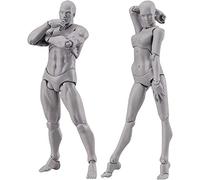 Agwuoetr Body Doll, Artists Manikin Blockhead Jointed Mannequin Drawing Figures Male+Female Set (Grey)