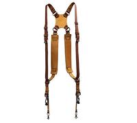 Agwuoetr Camera Strap Leather Double Shoulder Leather Harness Strap Photography Gear for DSLR/SLR Camera (Brown)