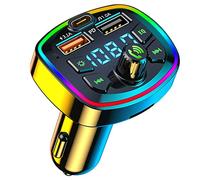 Agwuoetr Car Bluetooth FM Transmitter Car Bluetooth MP3 Player Dual USB Car Charger with EQ Atmosphere Light