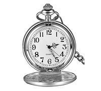 Agwuoetr Classic Smooth Vintage Mens Pocket Watch Xmas Gift (Silver)