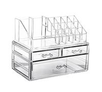 Agwuoetr Clear Makeup Organizer with 3 Drawers Removable of Top Lipstick Holders Enhance Your Vanity, Bathroom,Dresser