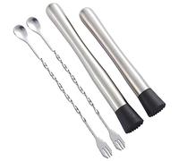 Agwuoetr Cocktail Muddler with 2 Mixing Spoon Silver for Making Delicious Mojitos&Other Fruit Drinks