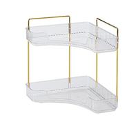 Agwuoetr Corner Bathroom Counter Organizer Bathroom Countertop Shelf Makeup Organizer for Vanity Perfume Tray (2 Tiers) Reusable A