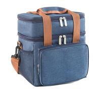 Agwuoetr Crossbody Lunch Bag Double Layer Capacity Handbag Thermal Insulated Lunch Bag Portable Outdoor Picnic Reusable Easy to Use Blue
