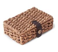 Agwuoetr Decorative Box with Lid, Wicker Storage Basket, Water Hyacinth Woven Decorative Box for Shelf,Coffee Table Small