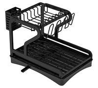 Agwuoetr Dish Drying Rack for Kitchen Counter, 2-Tier Drainboard Set with Double-Layer Bowl Rack, Cup Rack, Drain Board