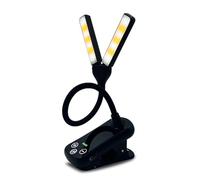 Agwuoetr Dual Heads 14 LED Touch Control Reading Light with 8 Brightness USB Rechargeable Eye Care Book Light Clip on Book/Desk, A