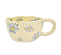 Agwuoetr Elegant Floral Ceramic Mug Coffee Cup with Flower Decorations, 250ml Spring Drinkware for Home Decor About 14x6.4cm,C