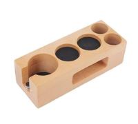 Agwuoetr Espresso Tamper Holder Station, 5 Hole Non Slip Espresso Tamper Mat Stand Tamper Station Wooden Base with Mat